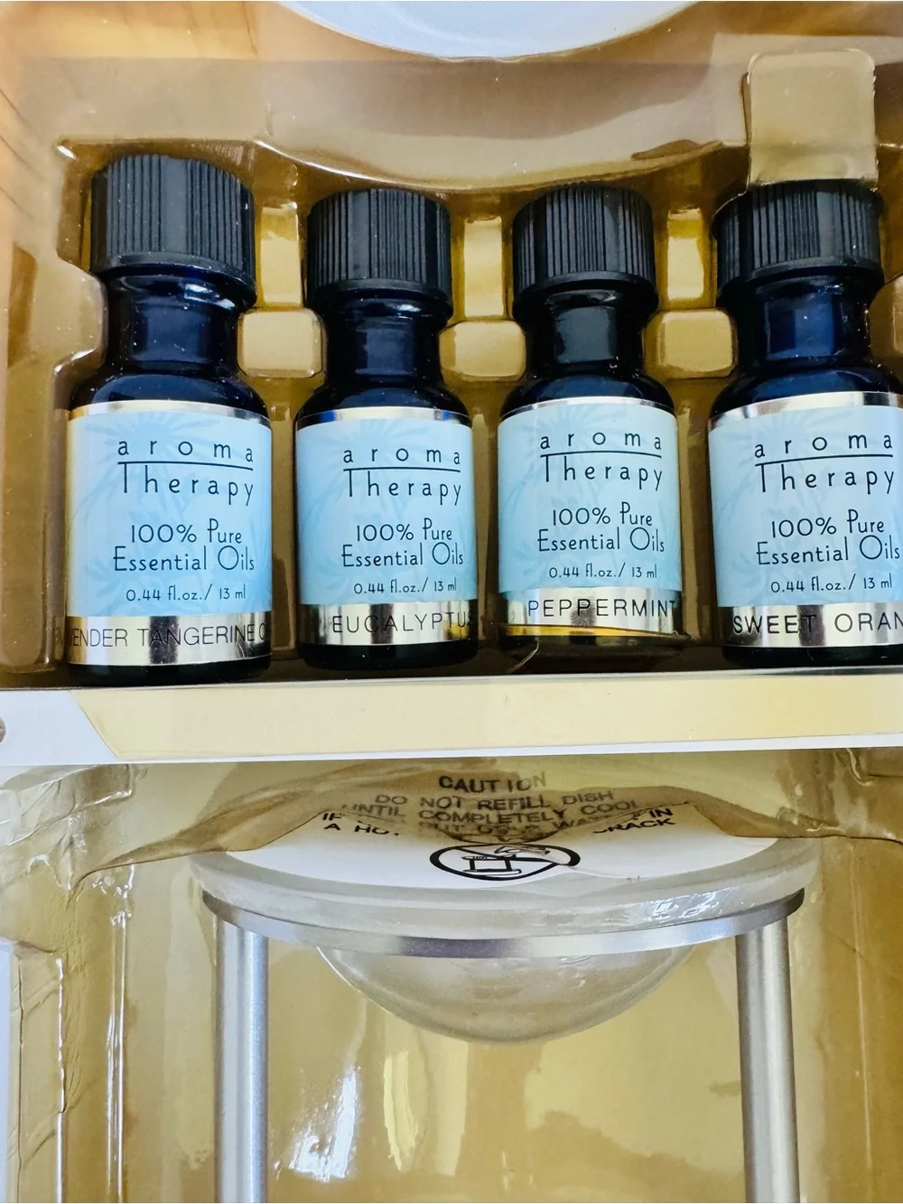 Aroma Therapy Diffuser 4 Pure Essential Oils ,Tea Lights in 14” wood Cabinet